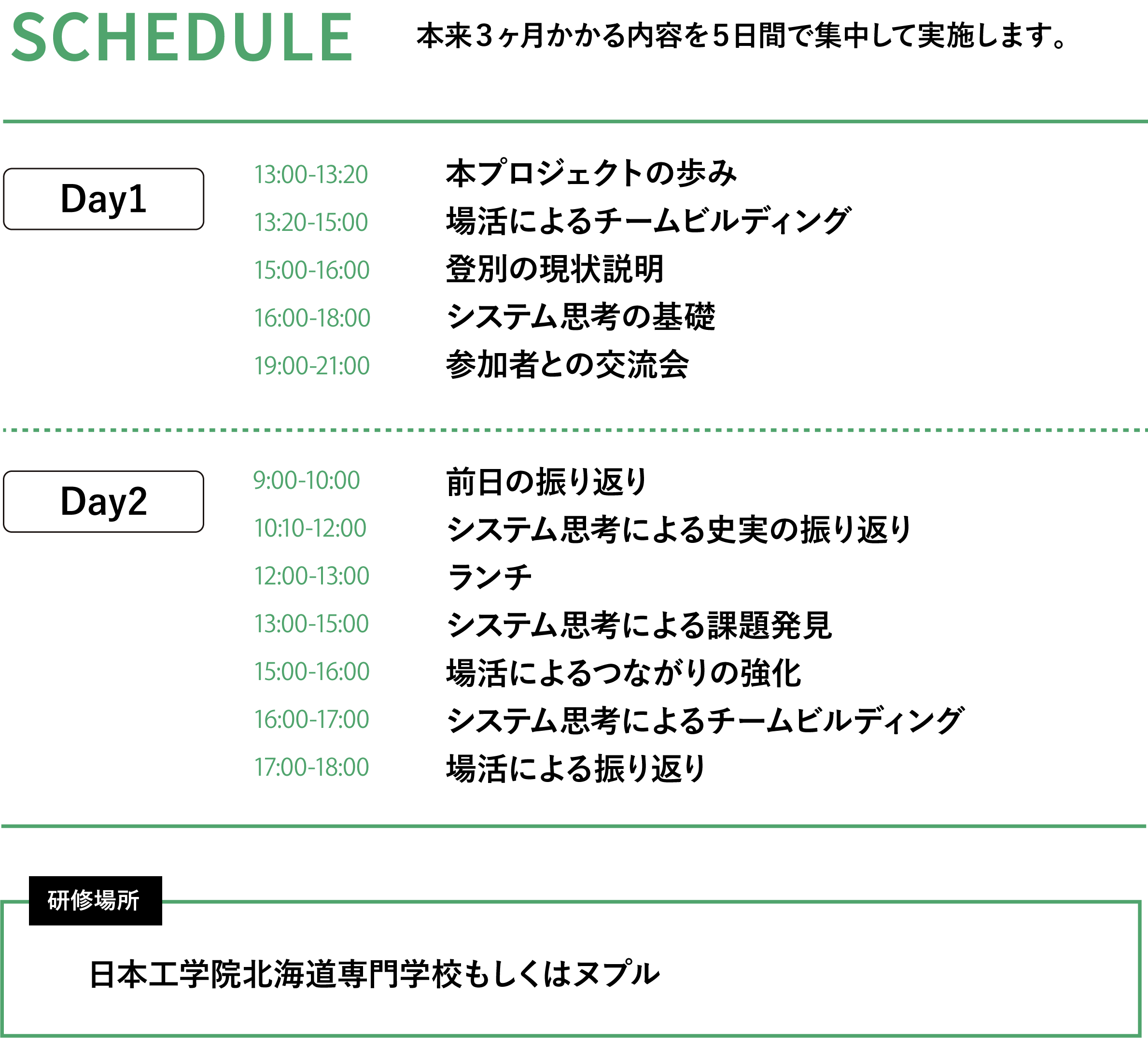スケジュール日程